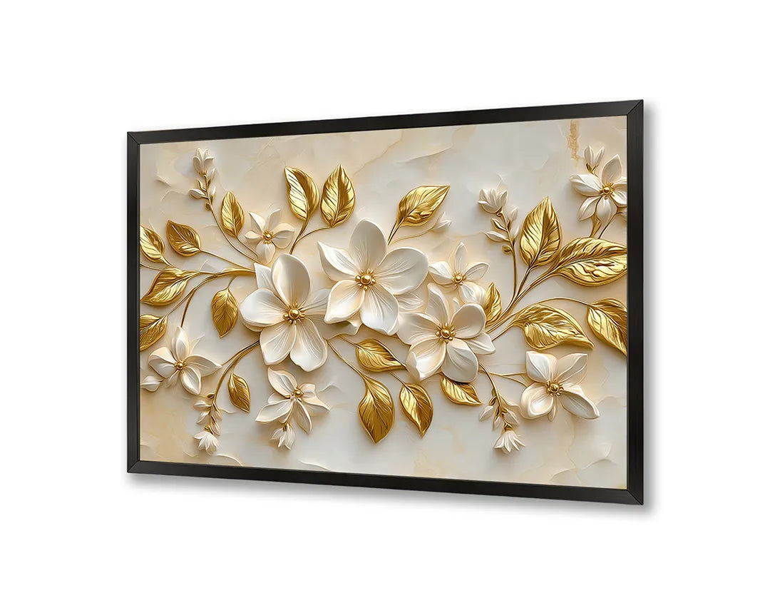 Metall Magnetboard mit hochwertigem Goldene Blumen Relief 3d Design