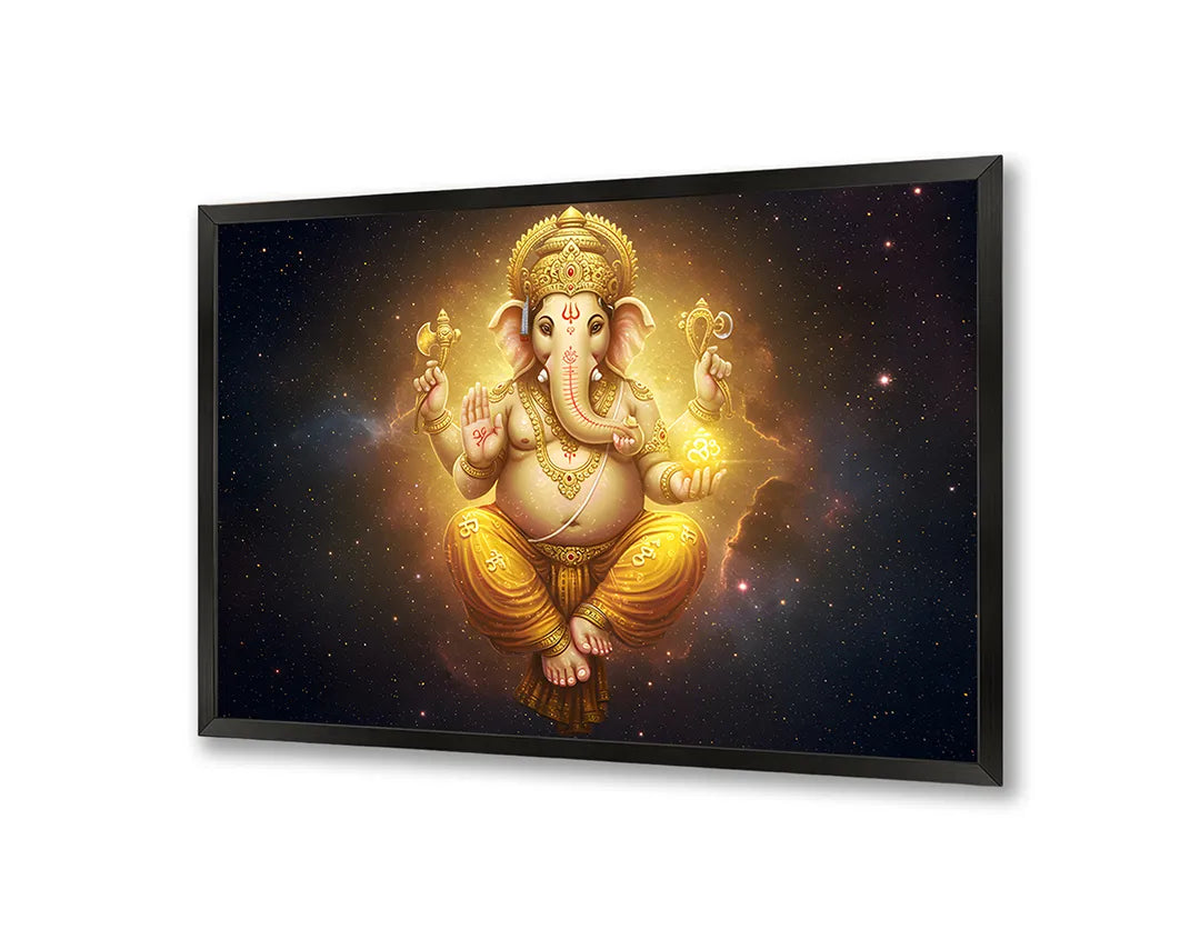 Metall Magnetboard mit hochwertigem Goldene Ganesha Gottheit Strahlen Design