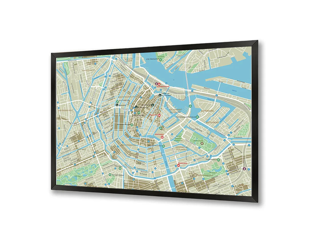 Metall Magnetboard mit hochwertigem Detaillierte Stadskaart Von Amsterdam Design