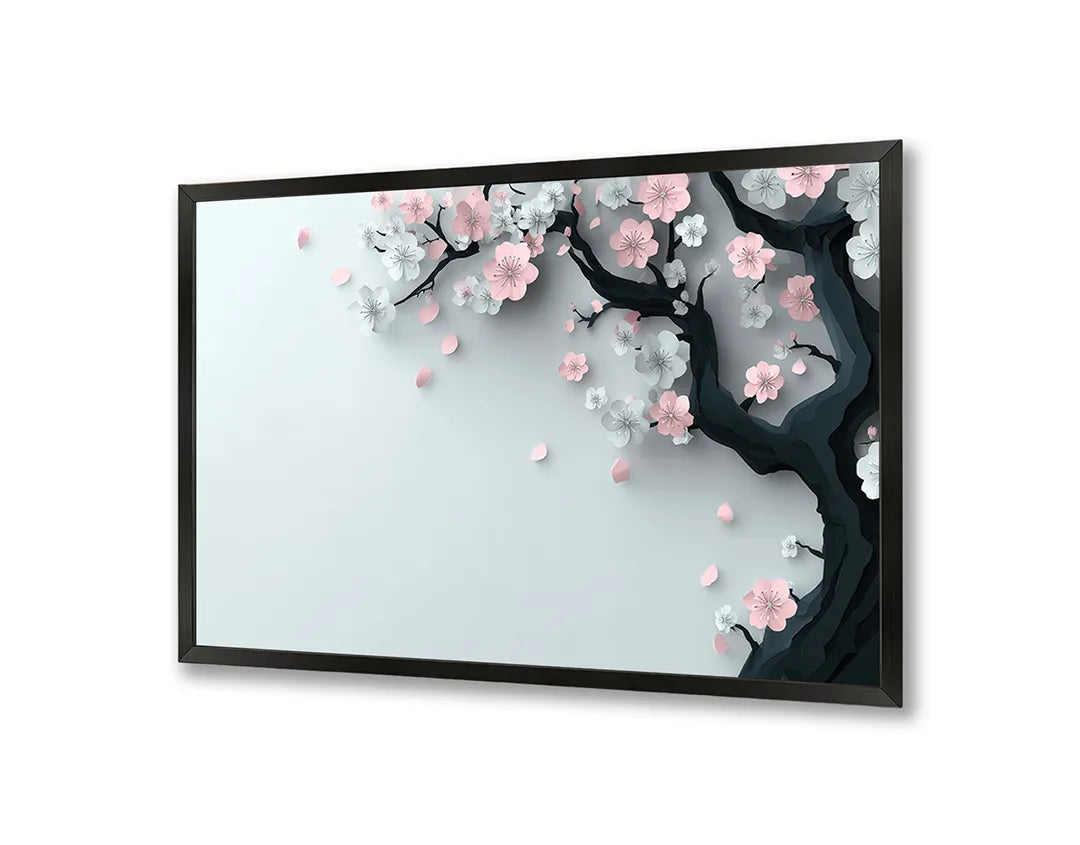 Metall Magnetboard mit hochwertigem Rosa Blüten Ast weich Design