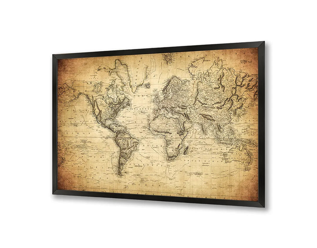 Metall Magnetboard mit hochwertigem Alte Weltkarte Mit Textur Design