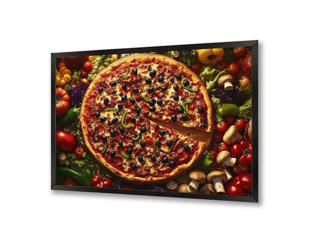 Metall Magnetboard mit hochwertigem Pizza mit Gemüse Draufsicht Design