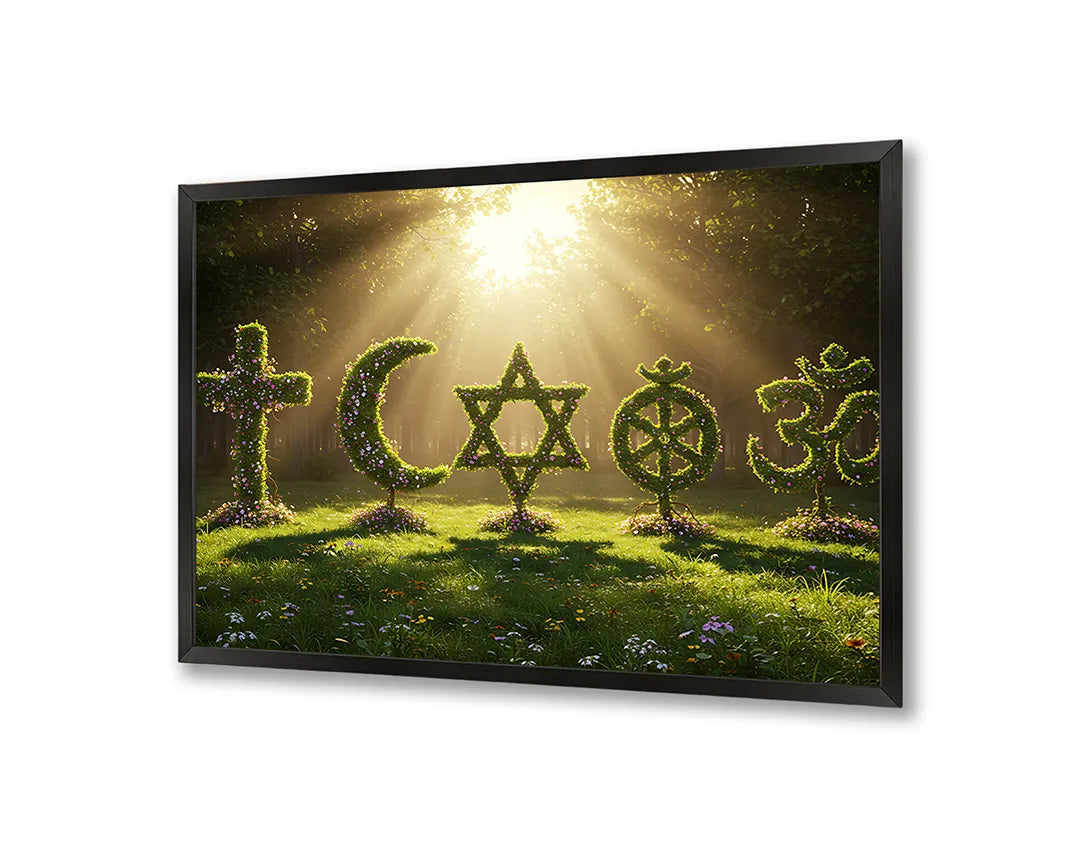 Metall Magnetboard mit hochwertigem Religiöse Symbole Holz Natur Design