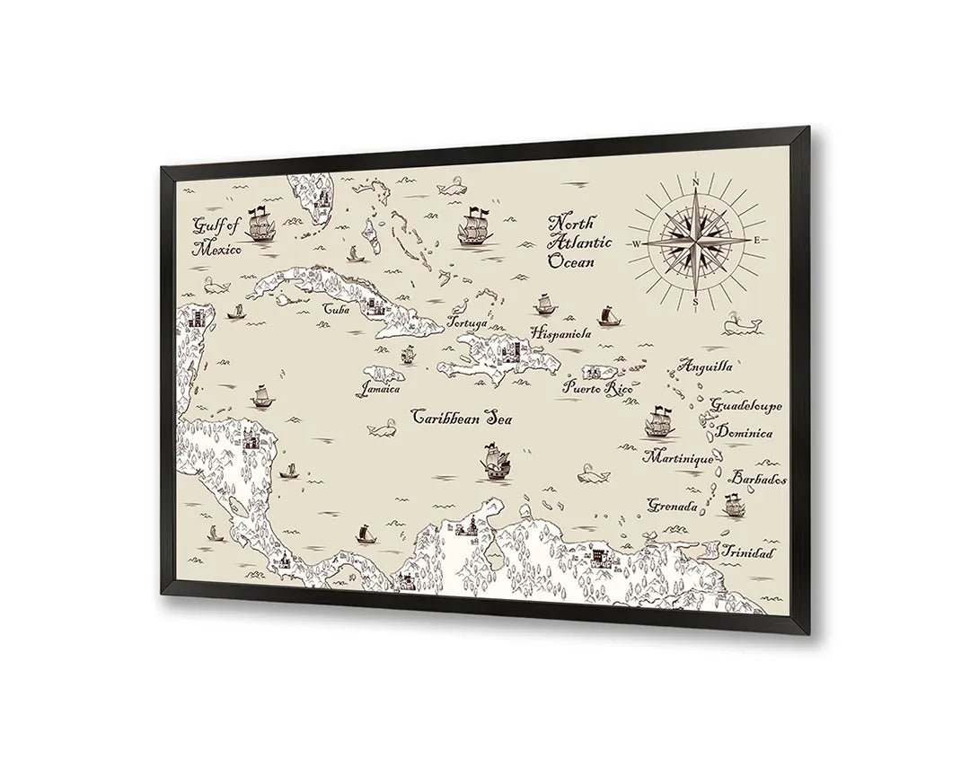 Metall Magnetboard mit hochwertigem Nautische Historische Landkarte Mit Schepen Design