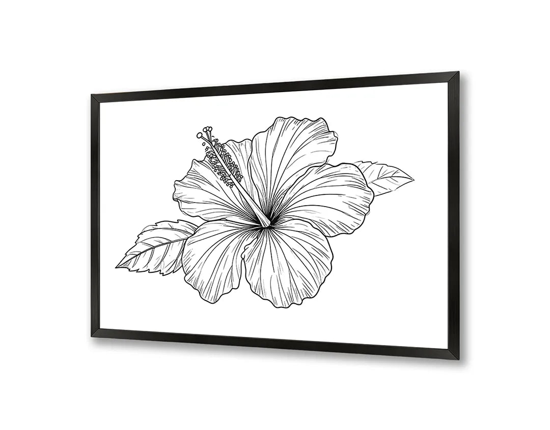 Metall Magnetboard mit hochwertigem Hibiskus Blume Linienzeichnung Design