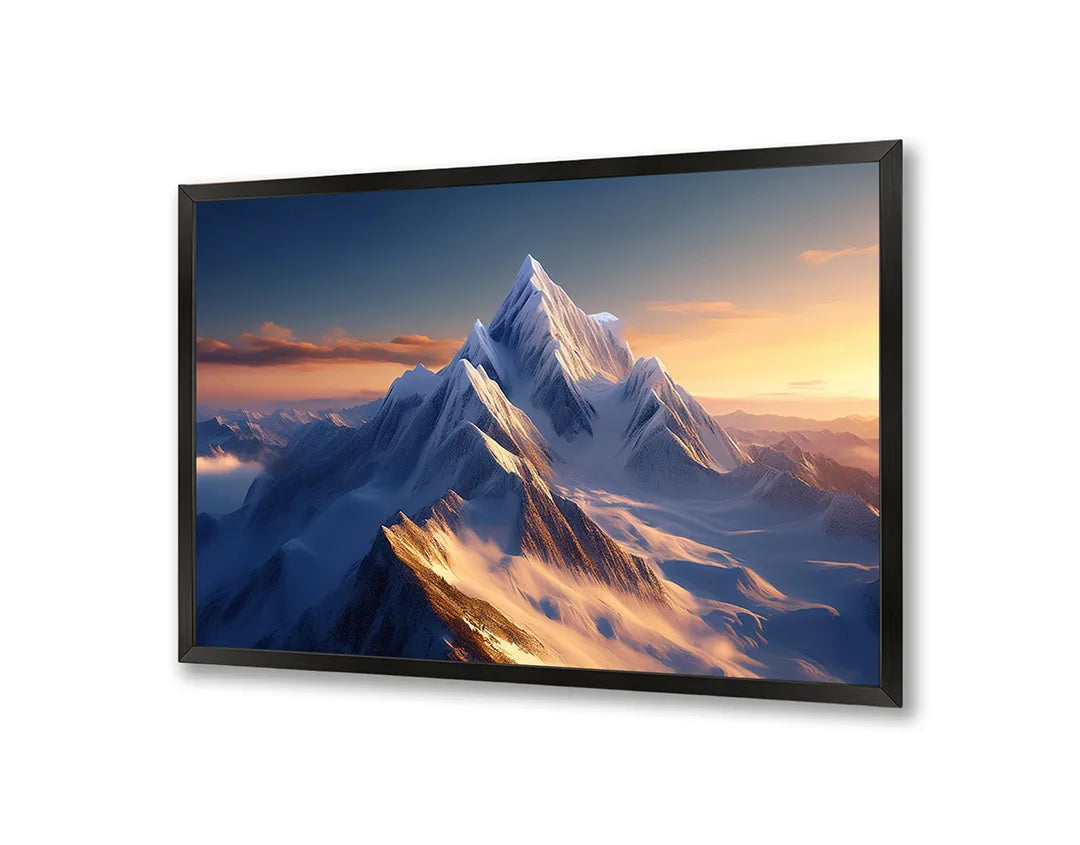 Metall Magnetboard mit hochwertigem Berggipfel Sonnenuntergang Winter Design