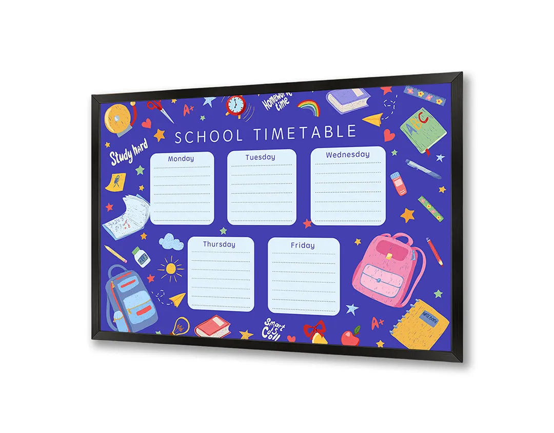 Metall Magnetboard mit hochwertigem School Timetable lila Raster Design