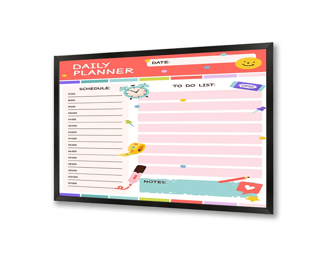 Metall Magnetboard mit hochwertigem Daily Planer rosa Design