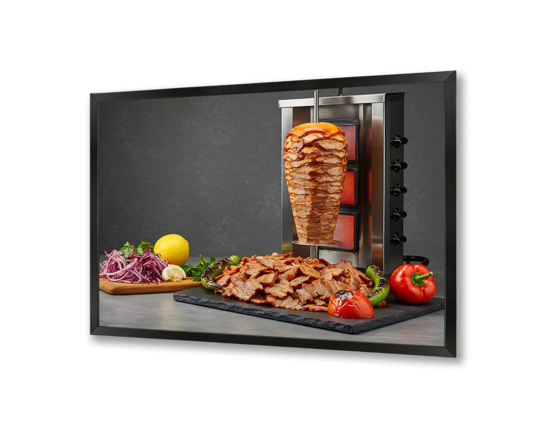 Metall Magnetboard mit hochwertigem Kebab Fleisch Spieß rotierend Design