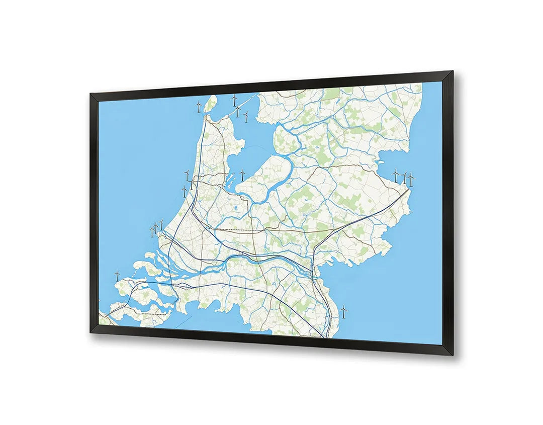 Metall Magnetboard mit hochwertigem Niederlande Wasserwege Landkarte Design