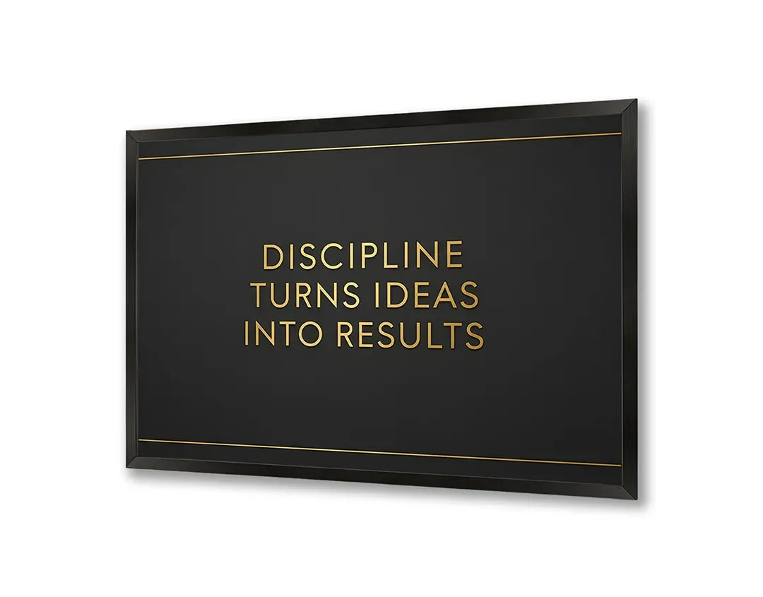 Metall Magnetboard mit hochwertigem Discipline turns ideas into results Design