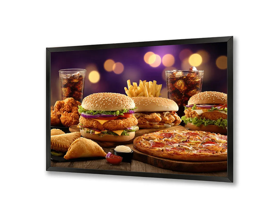 Metall Magnetboard mit hochwertigem Hamburger Menü Fastfood Design