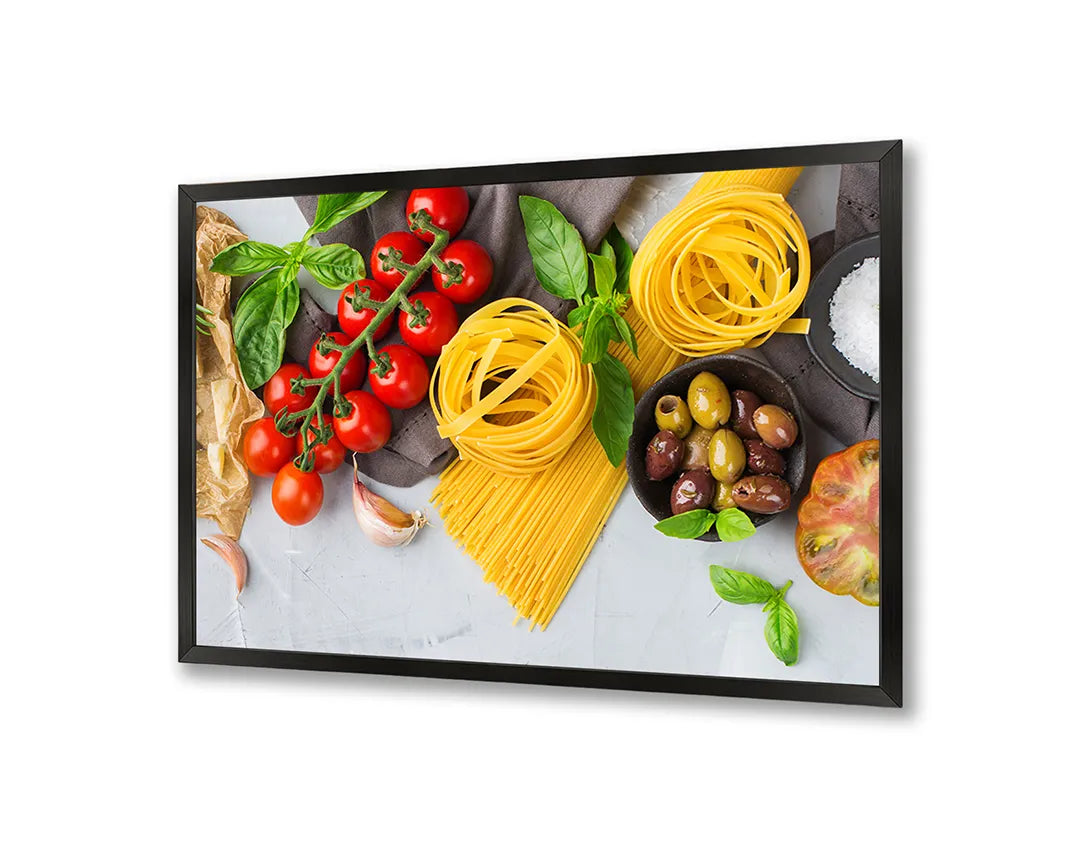 Metall Magnetboard mit hochwertigem Pasta Ingrediënten Und Tomaten Design