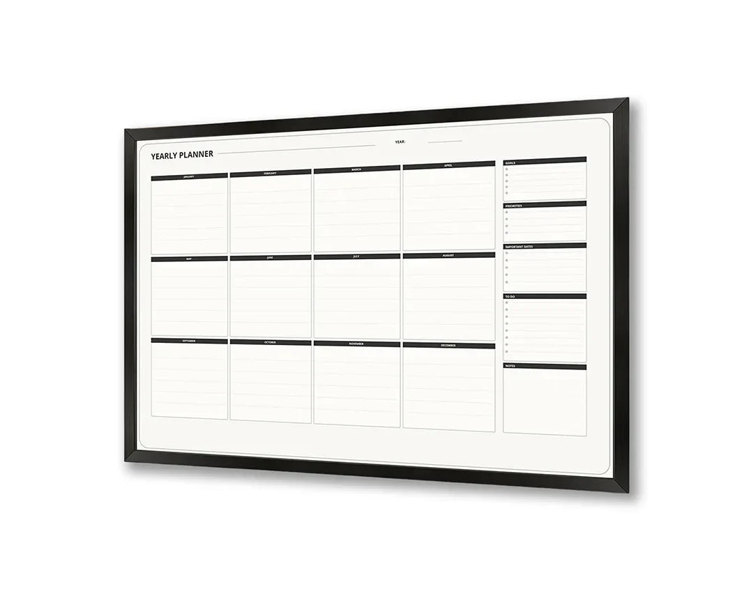 Metall Magnetboard mit hochwertigem Schwarz weiße Kalender modern Design