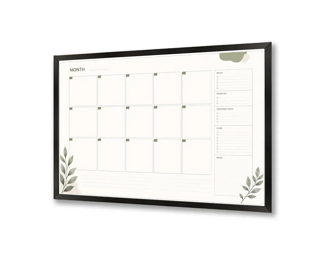 Metall Magnetboard mit hochwertigem Monatsplaner mit Eucalyptus Design