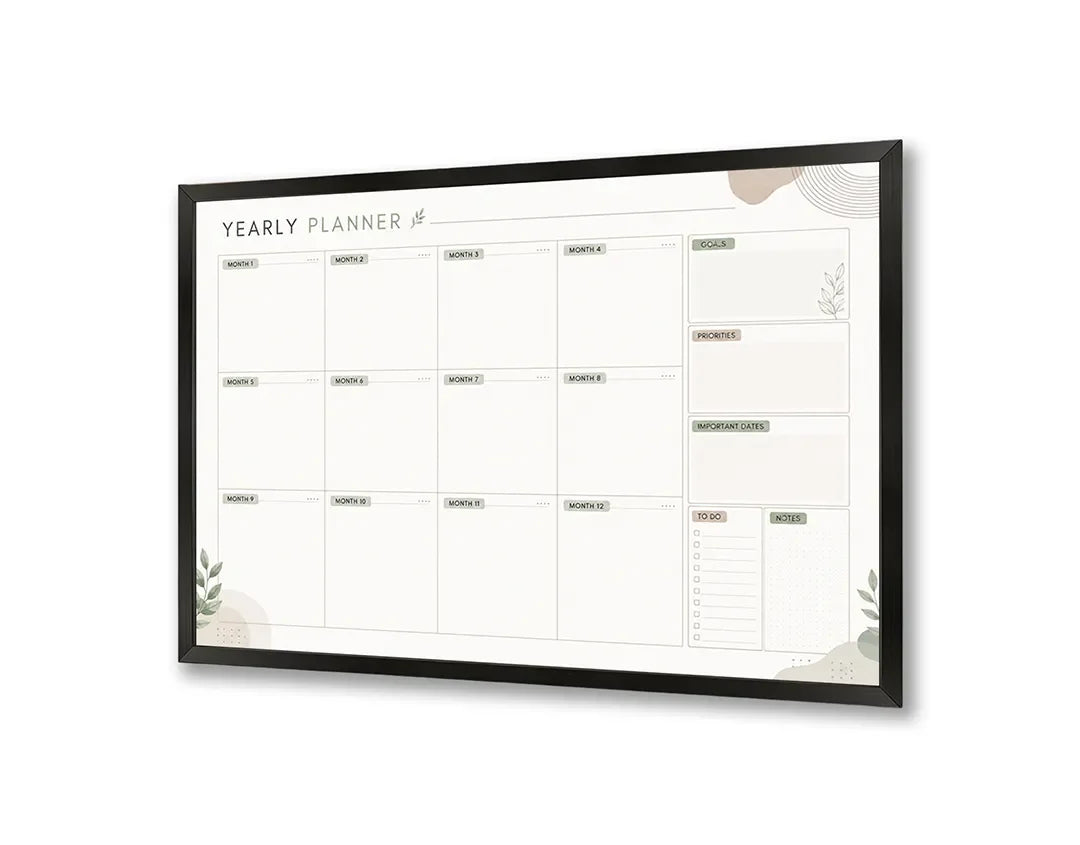 Metall Magnetboard mit hochwertigem Botanische Monatsplaner Design