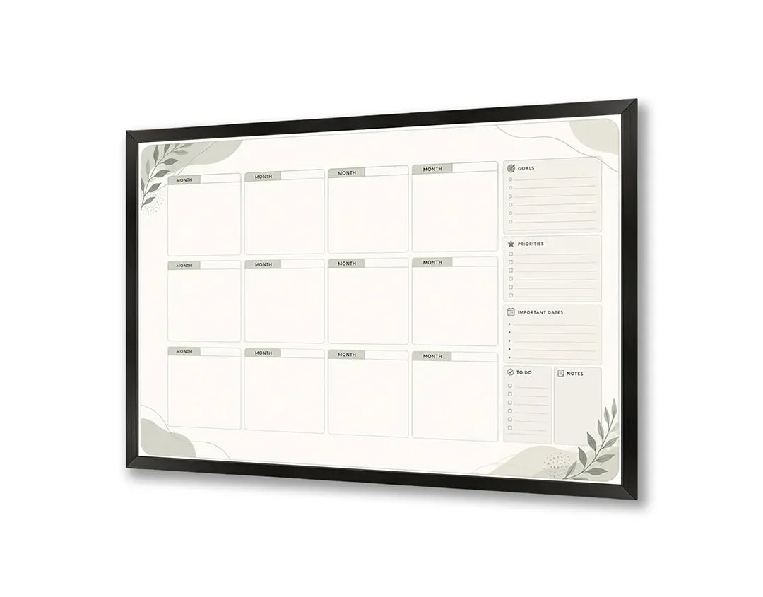 Metall Magnetboard mit hochwertigem Minimalistische Monatsplaner Design
