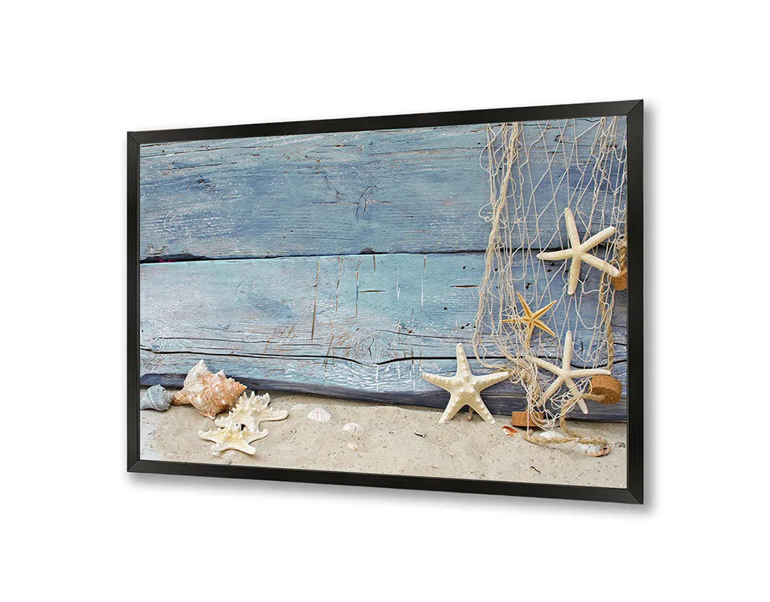 Metall Magnetboard mit hochwertigem Zeesterren auf Blau Holz Design