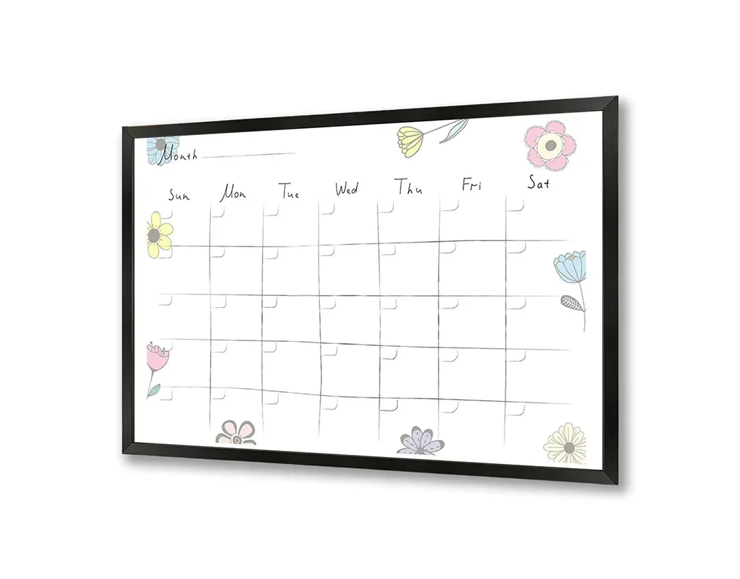 Metall Magnetboard mit hochwertigem Monatsplaner Blumen Design
