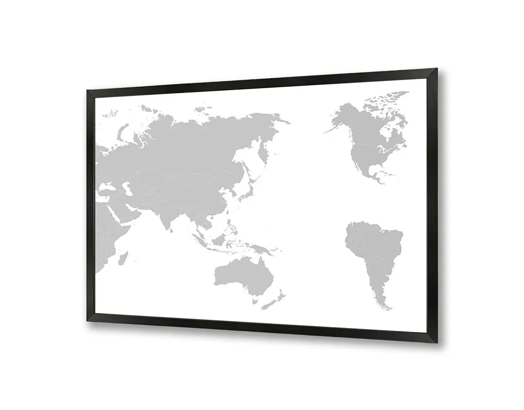 Metall Magnetboard mit hochwertigem Weltkarte grijs weiß Design