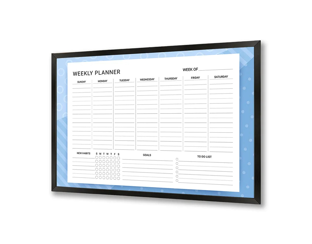 Metall Magnetboard mit hochwertigem Wochenplaner blau Design