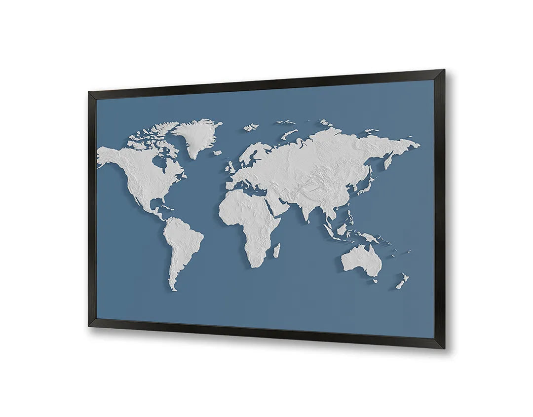 Metall Magnetboard mit hochwertigem Weltkarte blau Design