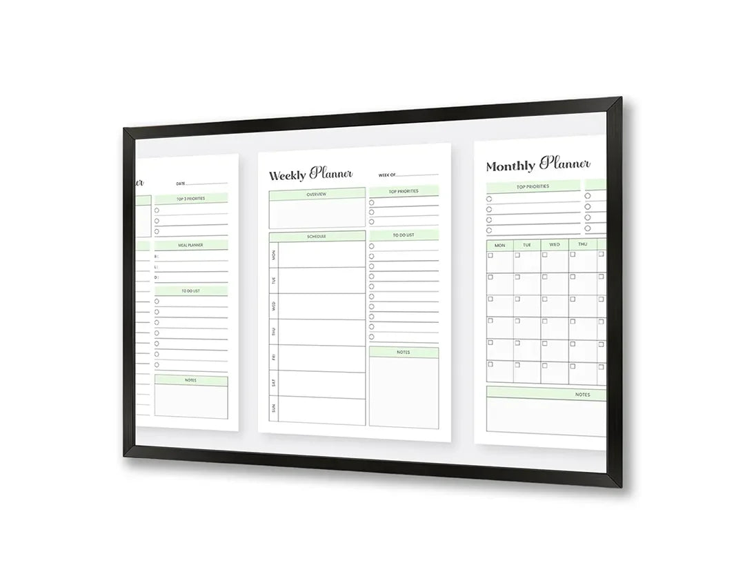 Metall Magnetboard mit hochwertigem Monatsplaner modern weiß Design