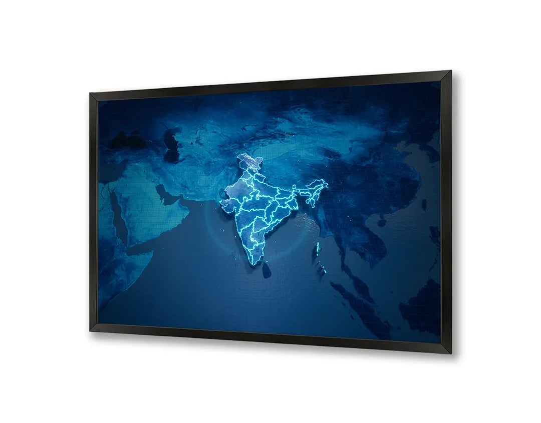 Metall Magnetboard mit hochwertigem Weltkarte donkerblauw neon Design