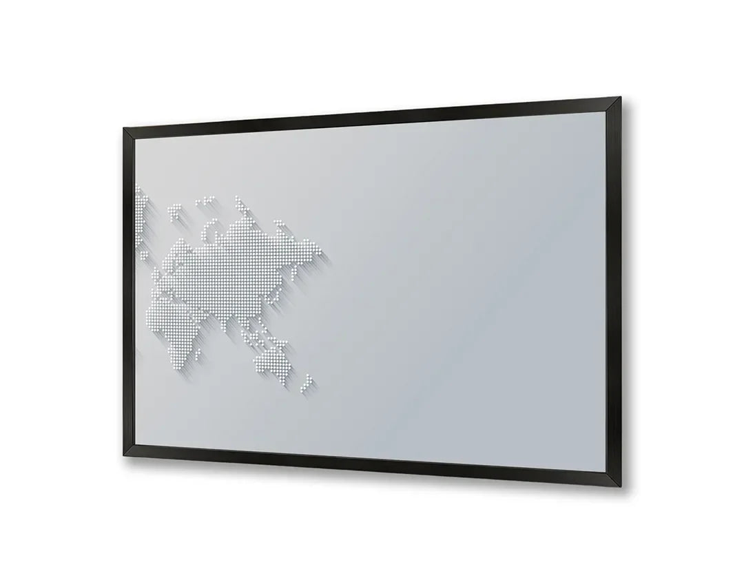 Metall Magnetboard mit hochwertigem Weltkarte grijs 3d Design