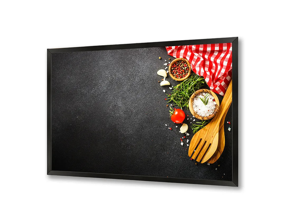 Metall Magnetboard mit hochwertigem Hölzerne kookgerei und tomaten Design
