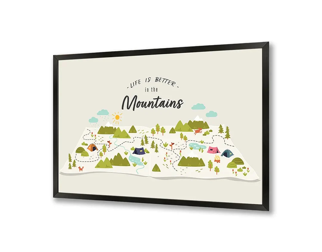 Metall Magnetboard mit hochwertigem Life is better in mountains Design