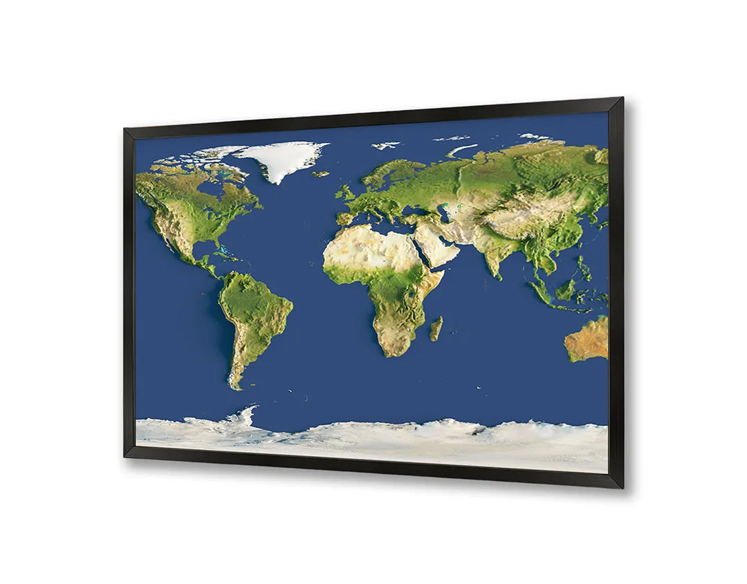 Metall Magnetboard mit hochwertigem Weltkarte blau Landschaft Design
