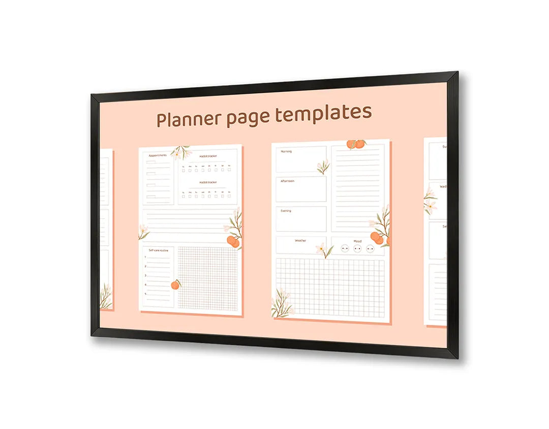 Metall Magnetboard mit hochwertigem Planer orange Blumen Design