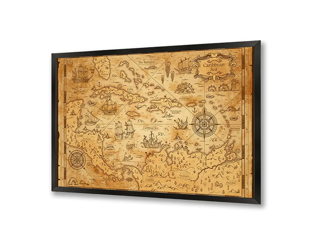 Metall Magnetboard mit hochwertigem Piratenkaart geel Design