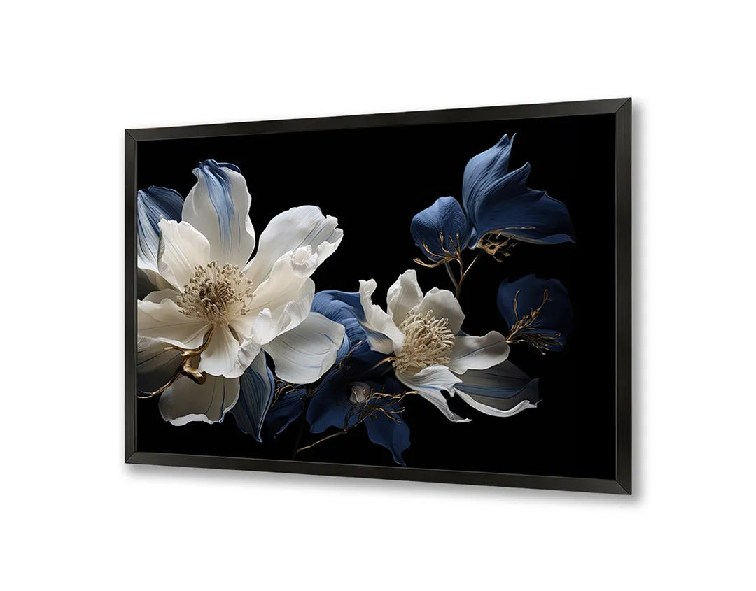 Metall Magnetboard mit hochwertigem Weiße Orchidee auf schwarz Design