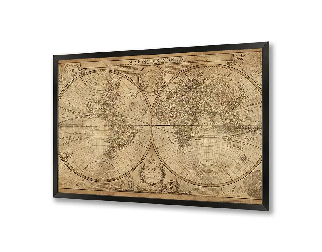 Metall Magnetboard mit hochwertigem Wereldbol Vintage stijl Design