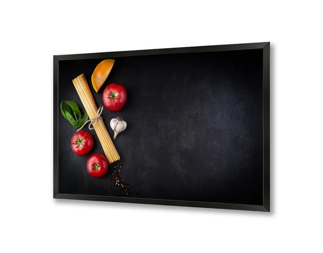 Metall Magnetboard mit hochwertigem Pasta Zutaten dunkel Design