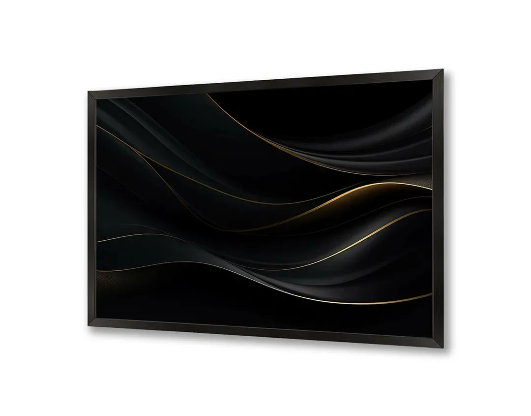 Metall Magnetboard mit hochwertigem Schwarze wellige Linien Gold Design