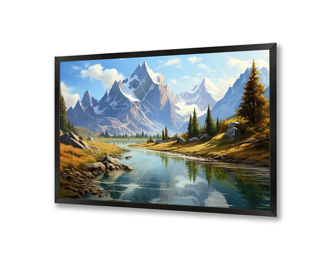 Metall Magnetboard mit hochwertigem Besneeuwde Berge und rivier Design