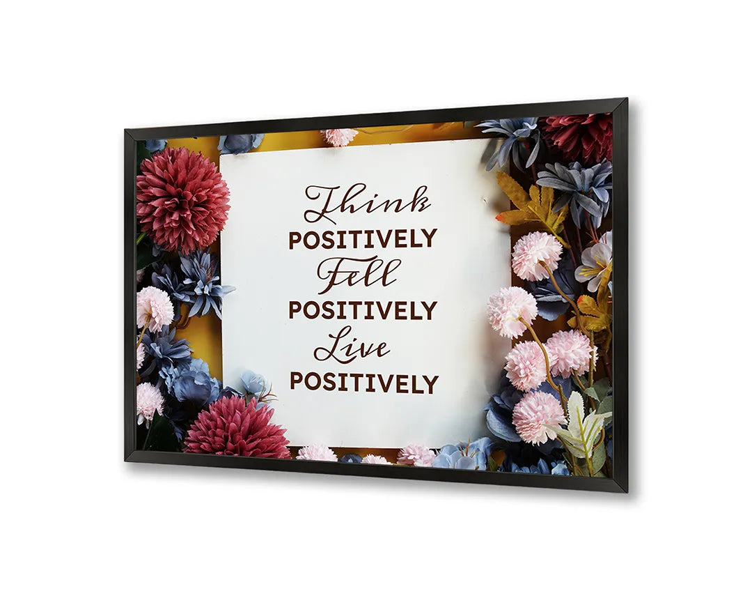 Metall Magnetboard mit hochwertigem Think positive Text Blumen Design
