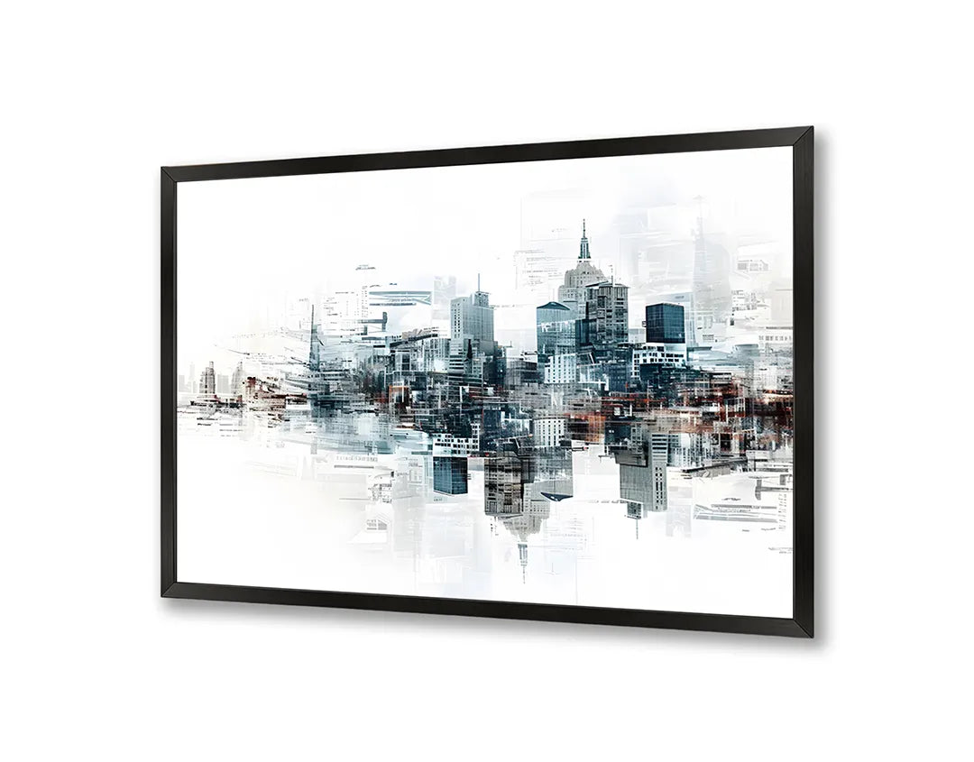 Metall Magnetboard mit hochwertigem Stad Skyline Aquarell Design