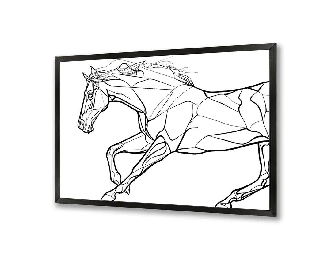 Metall Magnetboard mit hochwertigem Paard Linienzeichnung rennend Design