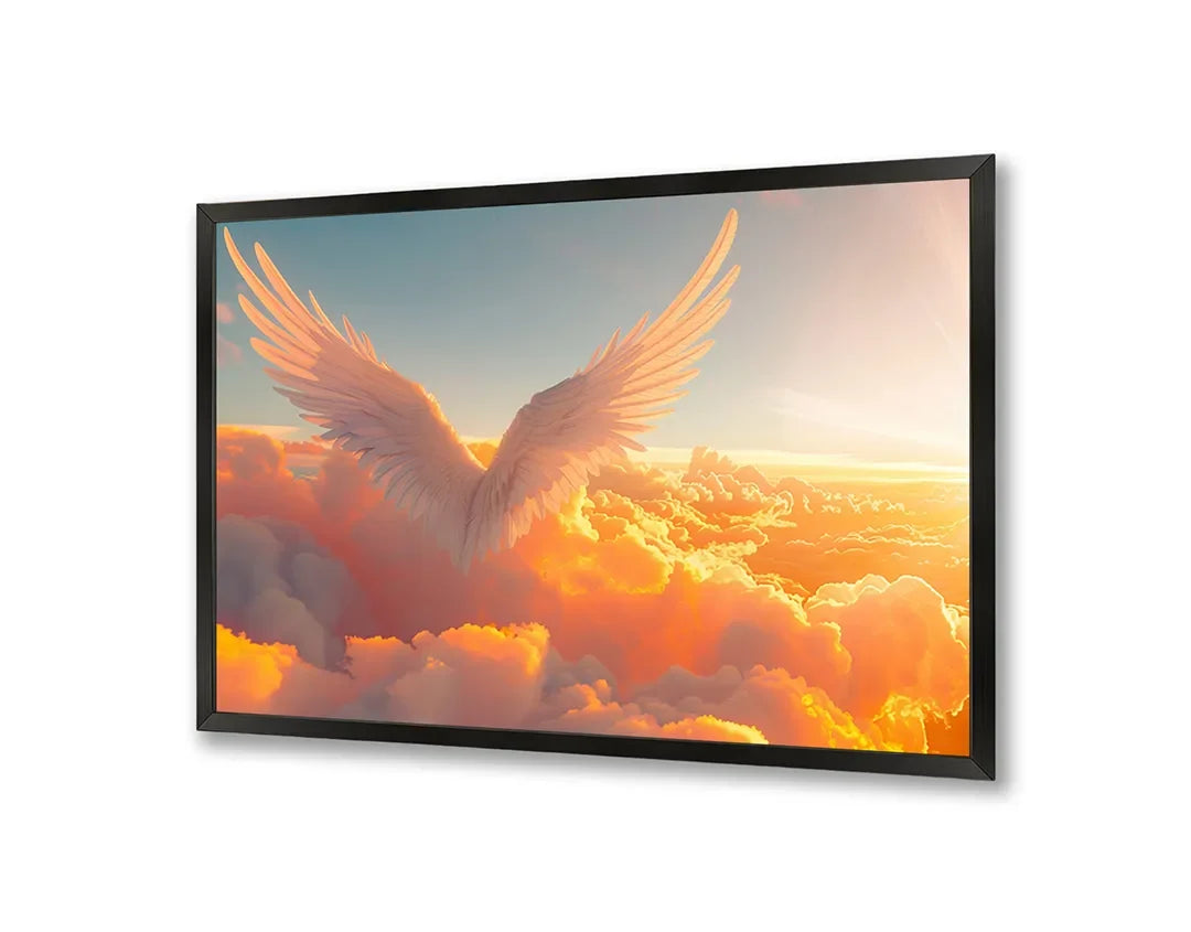Metall Magnetboard mit hochwertigem Goldene vleugels in Wolken Design