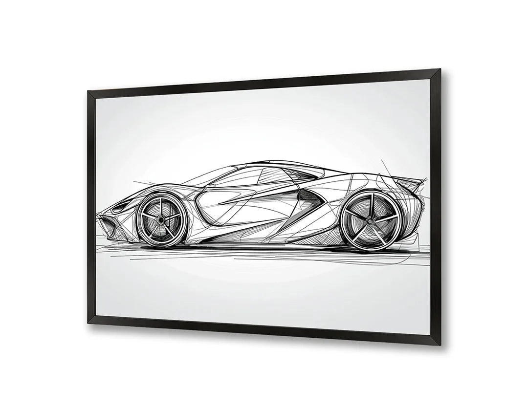 Metall Magnetboard mit hochwertigem Sportwagen Skizze vooraanzicht Design