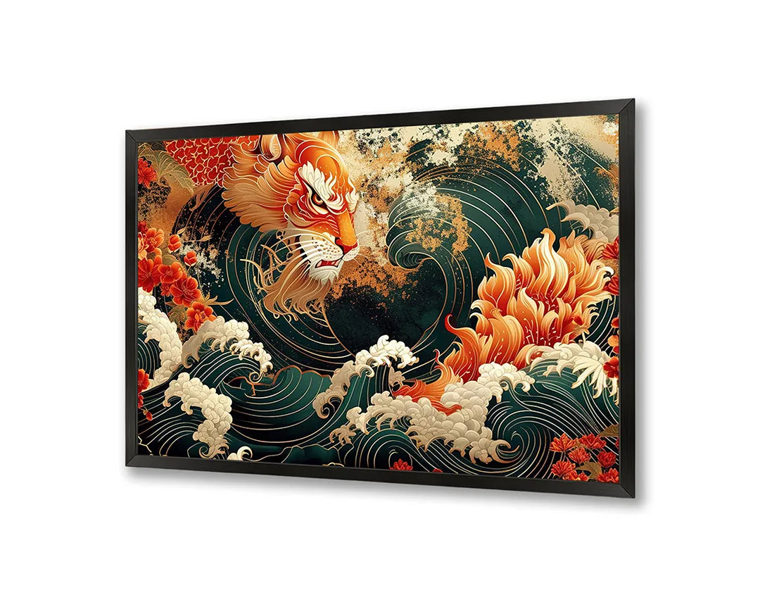 Metall Magnetboard mit hochwertigem Aziatische tijger Welle Kunst Design