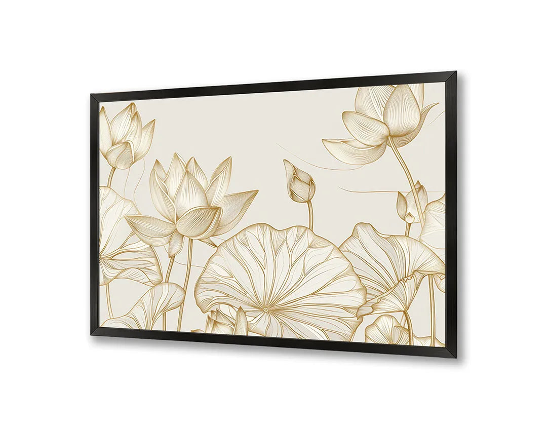 Metall Magnetboard mit hochwertigem Goldene Blumen beige Design