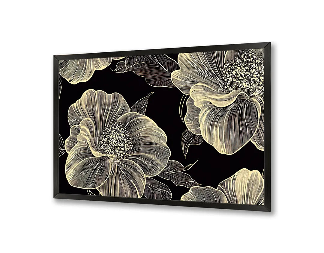 Metall Magnetboard mit hochwertigem Goldene Blumen dunkle Hintergrund Design