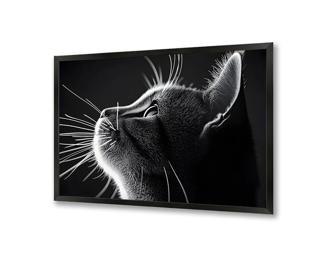 Metall Magnetboard mit hochwertigem Schwarz weiß Katze Profil Design