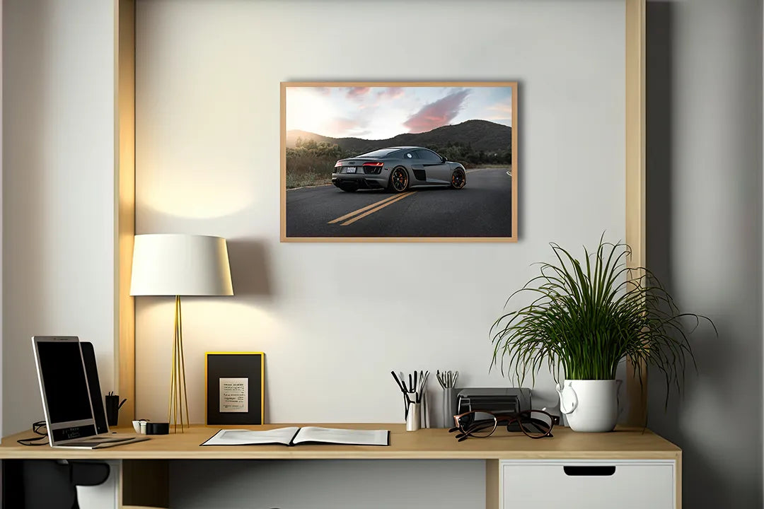 Metall Magnetboard mit hochwertigem Sportwagen auf Bergstraße Design