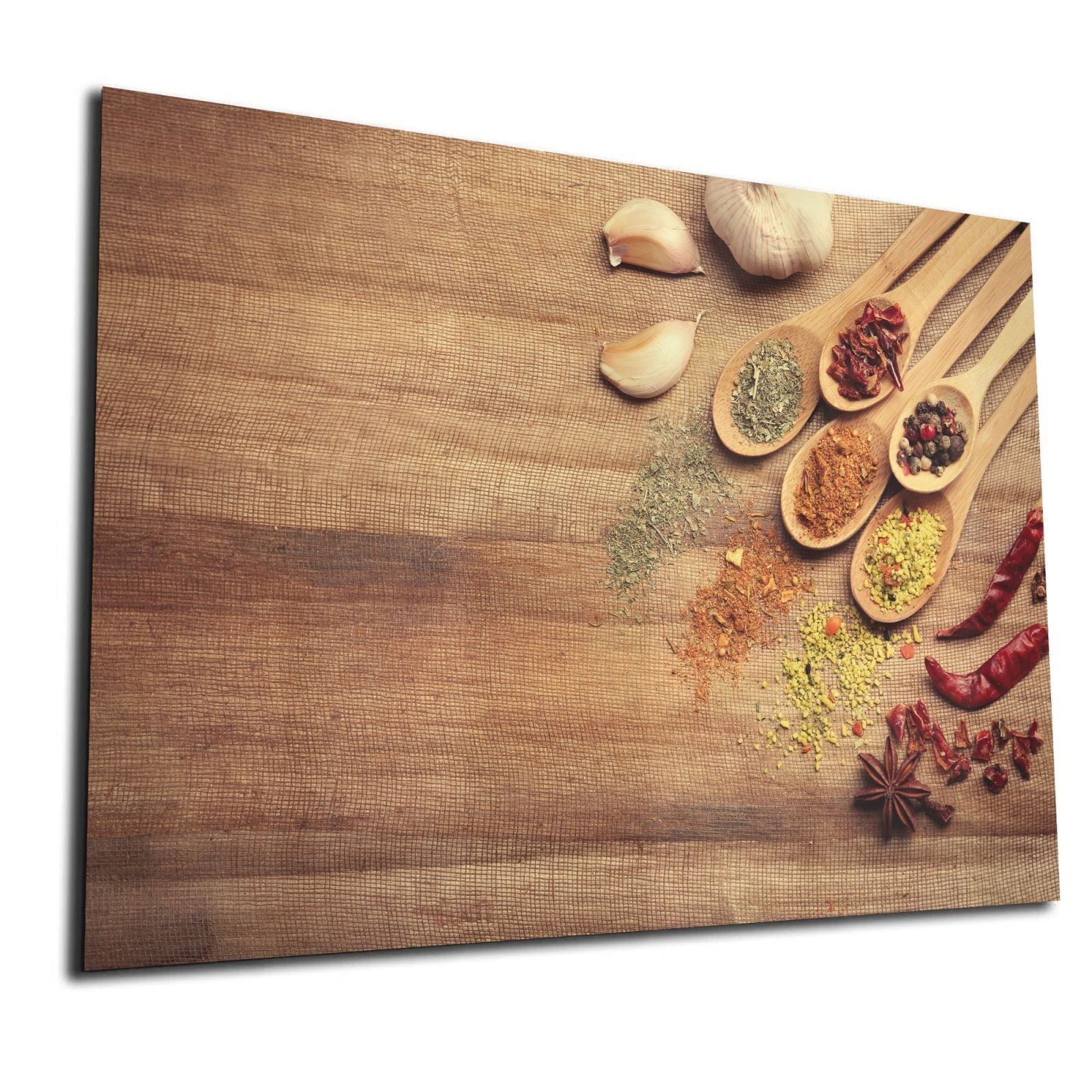 Mydesignglas Glas Whiteboard - Kräuter auf Holztisch – magnetisch, kratzfest & rahmenlos